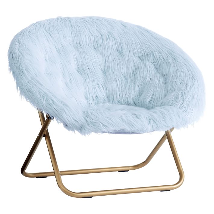 Sky Blue Himalayan Faux-Fur Hang-A-Round Chair