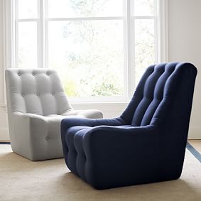 Gray Linen Modern Slipper Chair