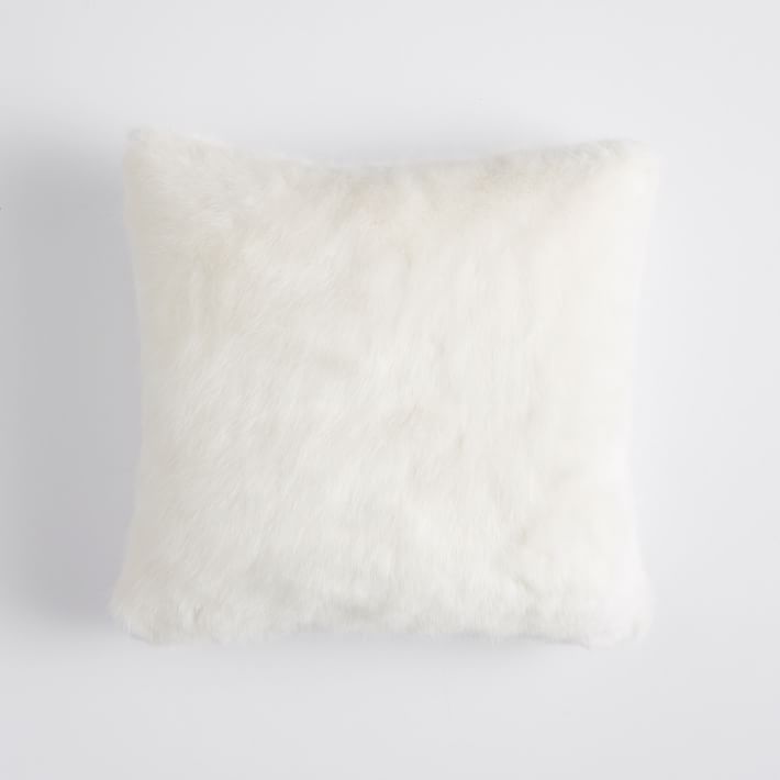 Ivory Ice Faux-Fur Pillow Cover