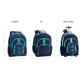 Gear-Up Navy Pin Dot Rolling Backpack