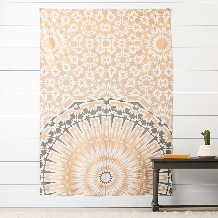 Mandala Tapestry, Gold/Gray