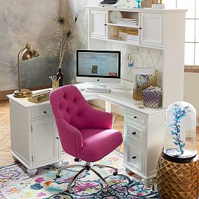Velvet Tufted Swivel Desk Chair