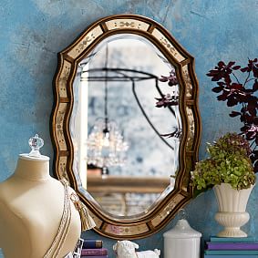 Gold Floral Etched Mirror