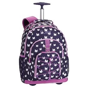 Gear-Up Dark Purple Kitten Rolling Backpack