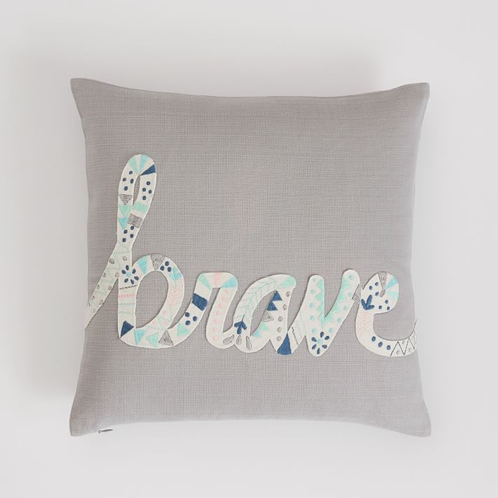Brave Embroidered Pillow Cover