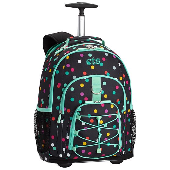 Black Confetti Dot Rolling Backpack For Teens 