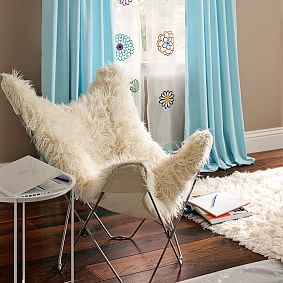 Ivory Furlicious Faux-Fur Butterfly Chair