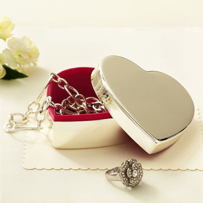 Silver Heart Jewelry Box