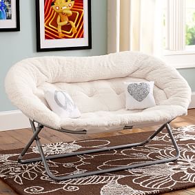 Ivory Sherpa Double Hang-A-Round Chair