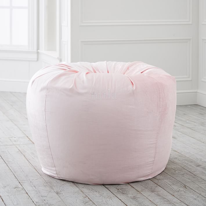 Shimmer Velvet Powder Blush Bean Bag Chair