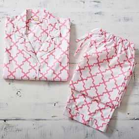 Breezy Lattice Pajama Set, Pink