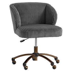 Charcoal Chamois Wingback Swivel Desk Chair