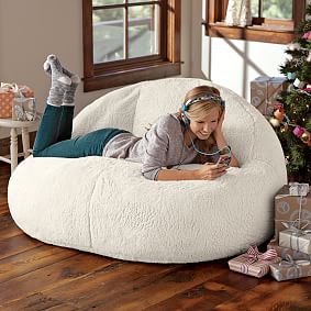 Ivory Sherpa Faux-Fur Cloud Couch (55&quot;)