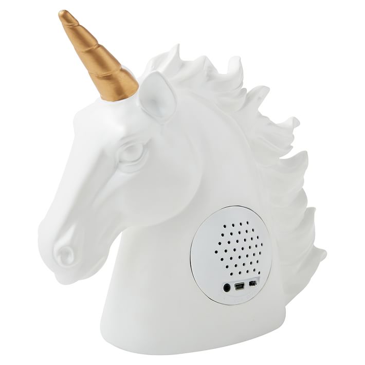 Resin Animal Desktop Speakers, Unicorn Head, White