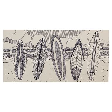 Sketched Surfboards Fabric-Covered Tackboard