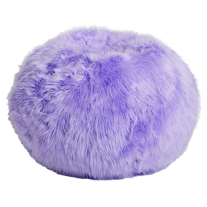 Himalayan Faux Fur Lilac Bean Bag Chair Slipcover, Medium