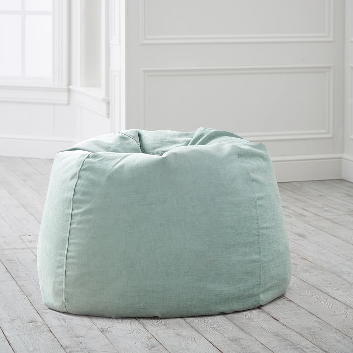 west elm x pbt Distressed Velvet Aqua Bean Bag Chair Slipcover
