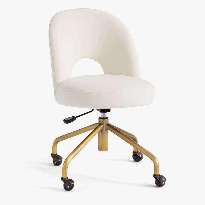Performance Everyday Velvet Ivory Andie Swivel Desk Chair