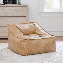 Faux Leather Cream Modern Lounger