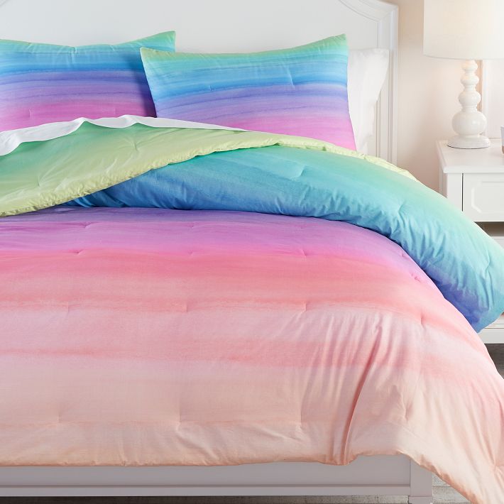 Watercolor Rainbow Ombre Comforter