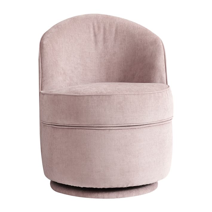 Distressed Velvet Light Pink Everly Vanity Swivel Chair