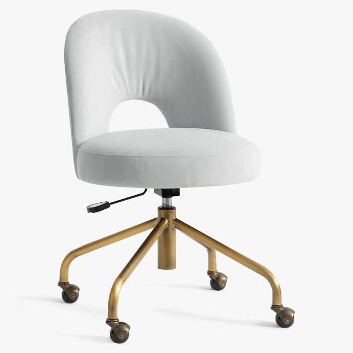 Lustre Velvet Silver Andie Swivel Desk Chair