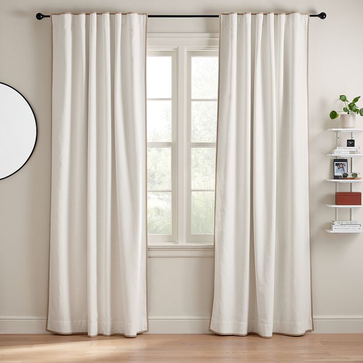 Evelyn Linen Piped Blackout Panel | Pottery Barn Teen