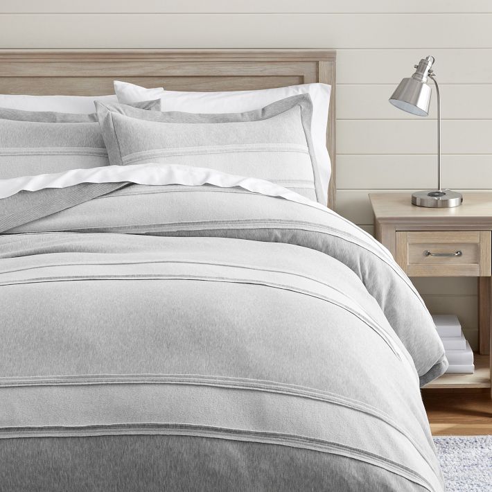 HEATHERED LIGHT GRAY Soft French Terry Duvet Cover Only