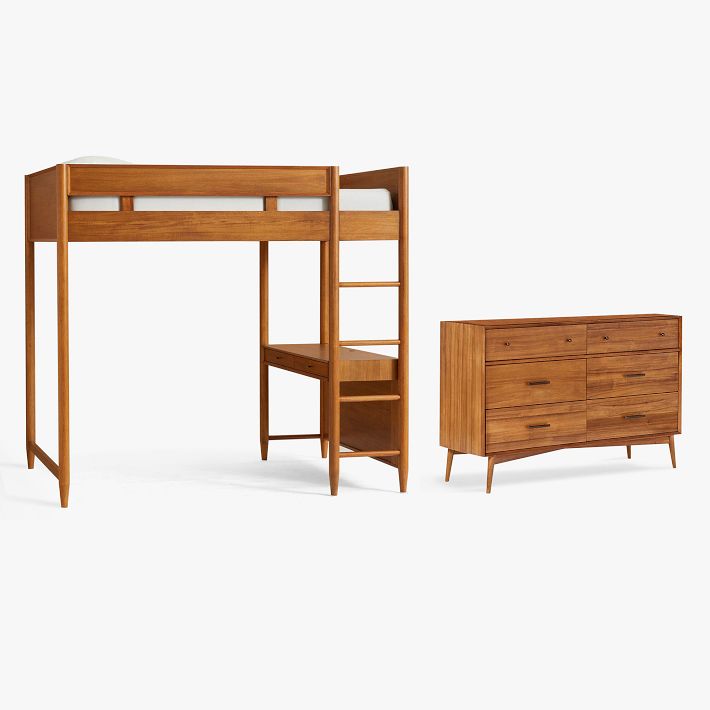 west elm x pbt MidCentury Loft Bed with Dresser Pottery Barn Teen