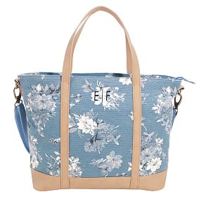 Northfield Camilla Floral Light Blue Zipper Recycled Tote 