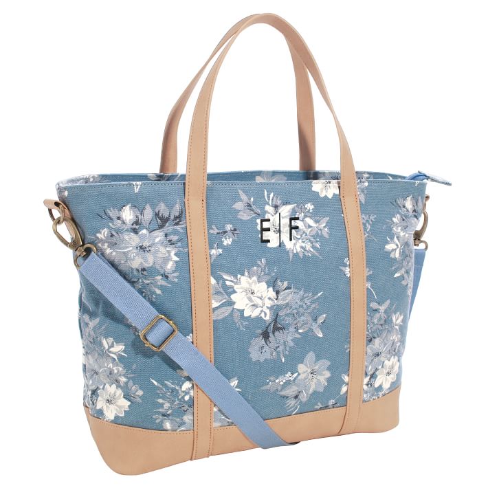 Northfield Camilla Floral Light Blue Zipper Recycled Tote 