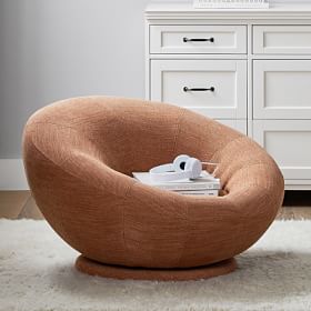 Basket Slub Terracotta Groovy Swivel Chair | Pottery Barn Teen