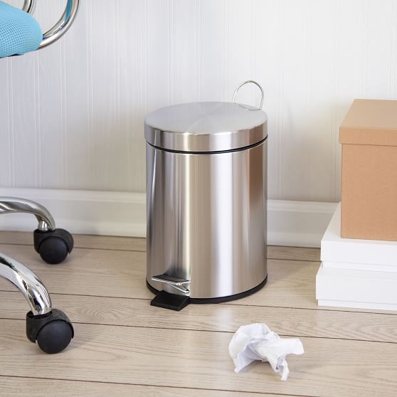 5L Round Stainless Steel Trash Can | Pottery Barn Teen