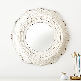 Antique White Framed Mirror
