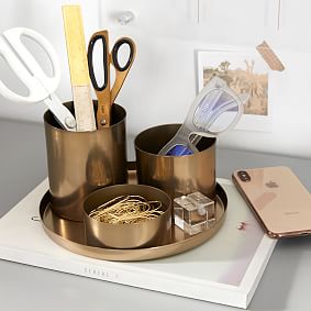 Gold Metal Desk Acc Set