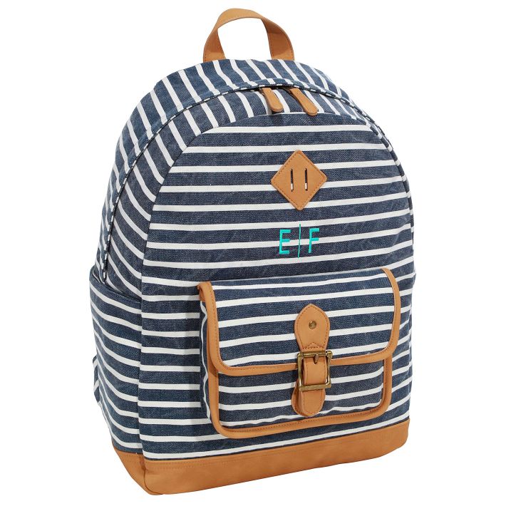 Blue striped backpack best sale