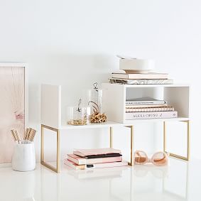 Glam Desk Riser &amp; Shelves Set