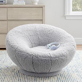 Sherpa Light Gray Groovy Swivel Chair