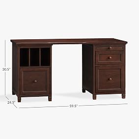 Beadboard Drawer &amp; Divider Desk, Dark Espresso