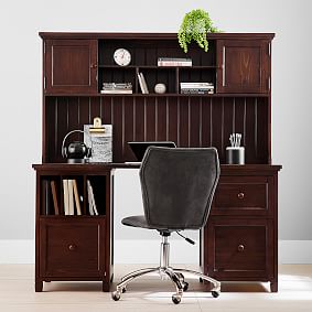 Beadboard Drawer &amp; Divider Desk, Dark Espresso