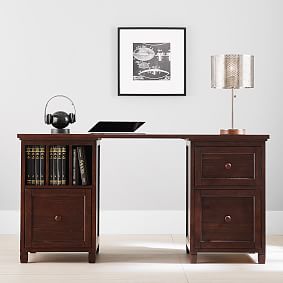 Beadboard Drawer &amp; Divider Desk, Dark Espresso