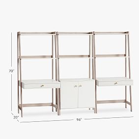 Highland Double Wall Desk &amp; Wide Bookcase Set