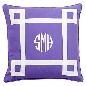 Ribbon Trim Monogram Pillow Cover