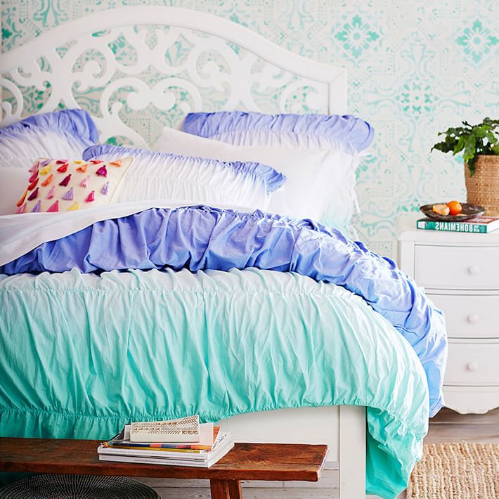 Surf Dip Dye Ruched Duvet Cover