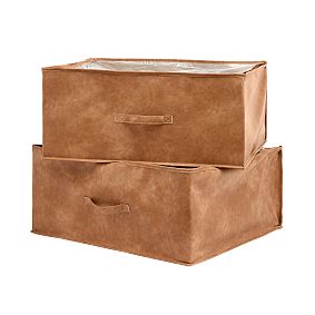 Faux Leather Underbed Bins