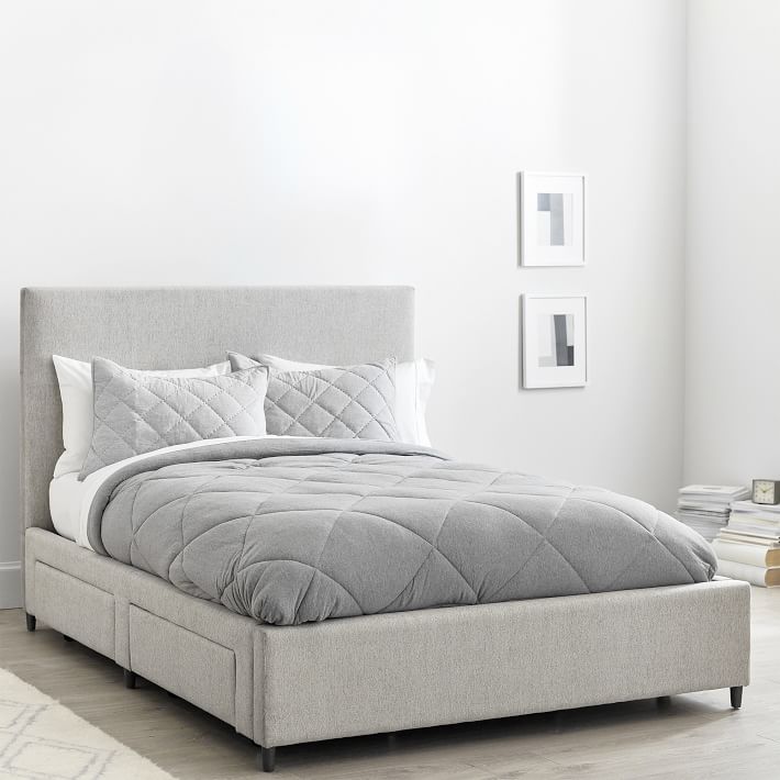 Beale Upholstered Storage Bed Queen Lustre Velvet Dusty Blush