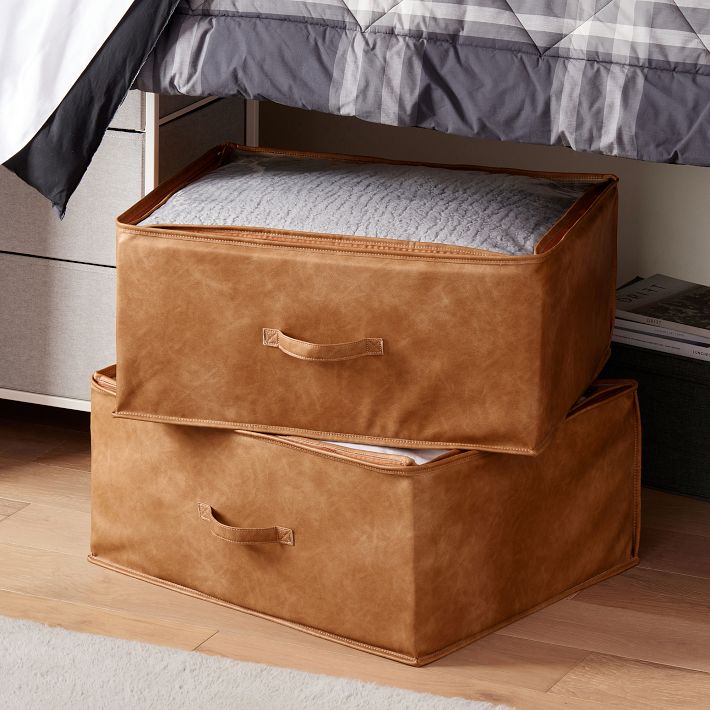 Faux Leather Underbed Bins