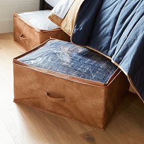 Faux Leather Underbed Bins