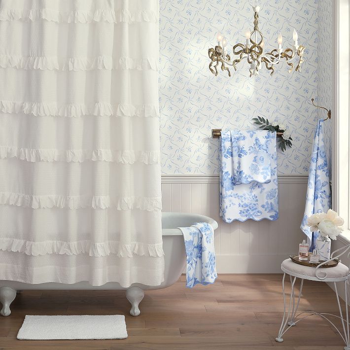 LoveShackFancy Scallop Ruffle Shower Curtain