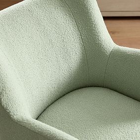 Chunky Boucle Sage Lennon Low Swivel Chair | Pottery Barn Teen